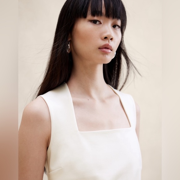 NWT Banana Republic Everywhere Ponte Square Neck Black Top Size Large. - Picture 3 of 8